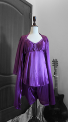 5 Pcs Satin Nighty Set – Elegant Purple Sleepwear Collection