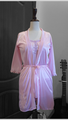 Luxury 5-Piece Pink Satin Nighty Set with Robe & Shorts