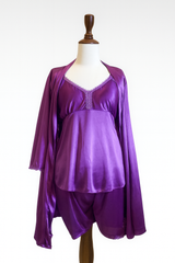 5 Pcs Satin Nighty Set – Elegant Purple Sleepwear Collection