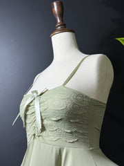 2-Piece Pistachio Lace Lingerie Set with Flowy Skirt
