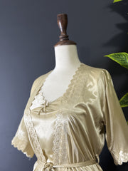 Elegant Satin & Lace Robe Set | 3-Piece Silky Nightgown