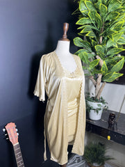 Elegant Satin & Lace Robe Set | 3-Piece Silky Nightgown