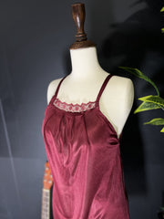 Luxury Maroon 5-Piece Silk Pajama Set with Floral Lace