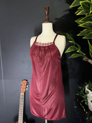 Luxury Maroon 5-Piece Silk Pajama Set with Floral Lace
