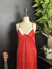 Red Satin & Faux Fur 3-Piece Sleepwear Set