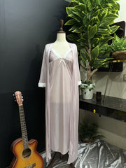 Luxury 3-Piece Pink Lingerie Set – Maxi Chemise & Robe with Plush Cuffs