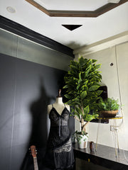 Midnight Bloom Lace & Fur Babydoll Set | 2-Piece Lingerie